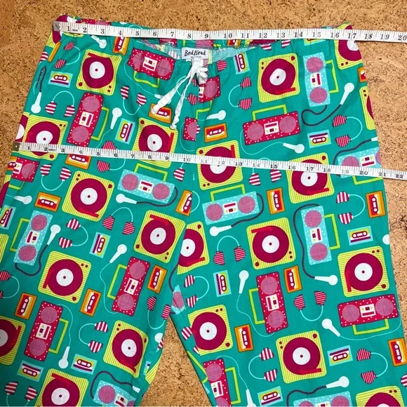 Bed Head Wm’s 100% Cotton Retro Music Print 2 Piece Pajamas Set In Sz L